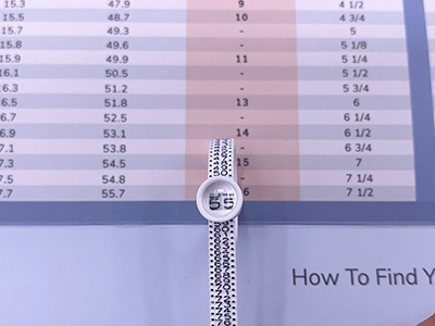 Step 5 Refer size chart to find your suitable ring size